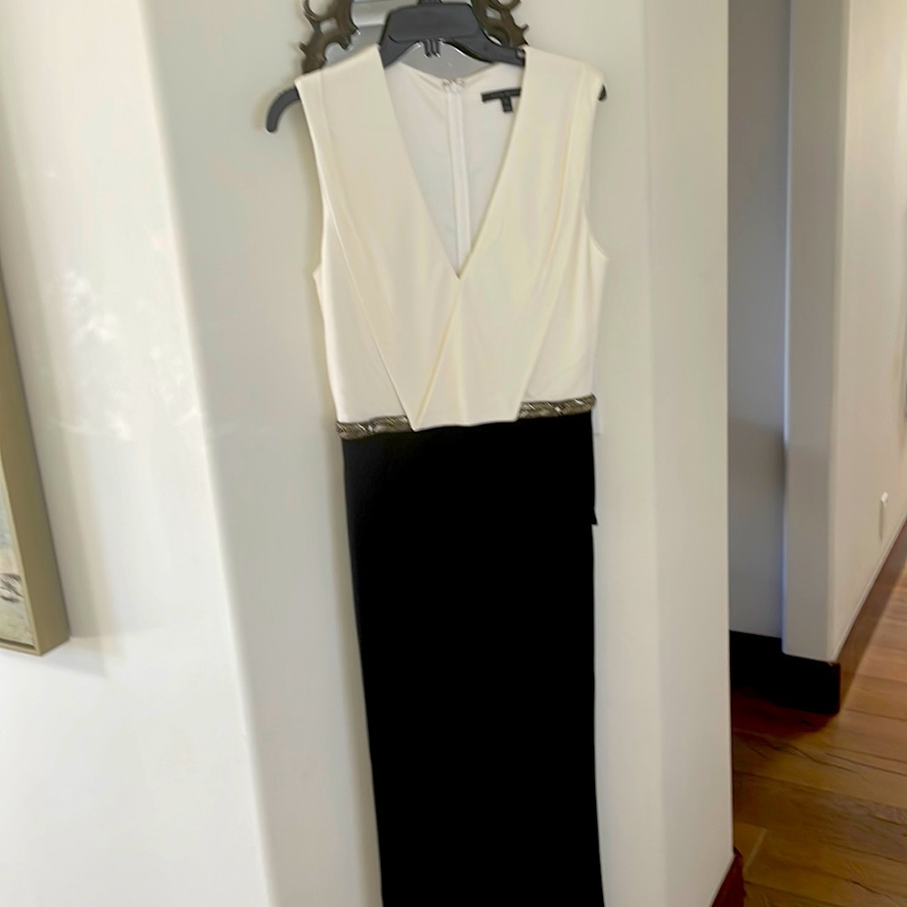 David Meister black and white gown